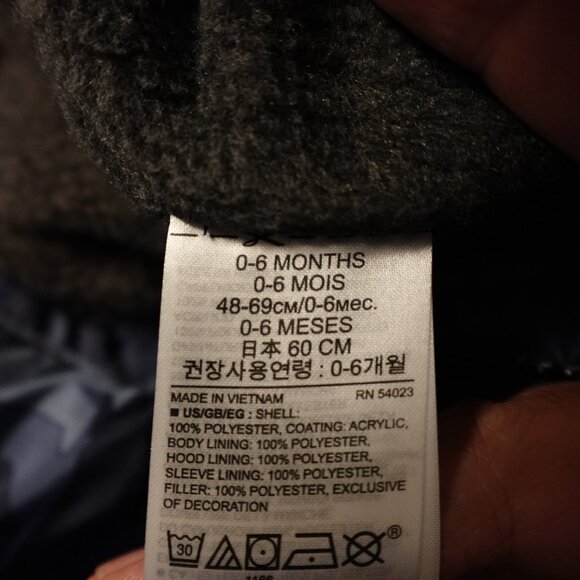 Baby Gap Snow Puffer Suit 0–6 Months Blue Camo Bear Print Warm Winter One-Piece - Picture 6 of 14